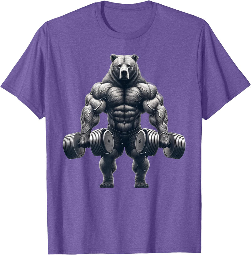 Bear Powerlifting Weightlifting Gym Apparel Bear Powerlifting Weightlifting Gym Workout T-Shirt - Purple Heather