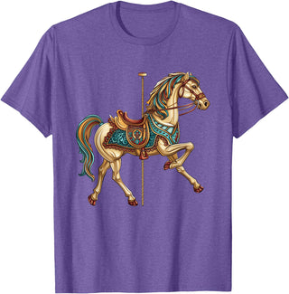 Carnival Carousel Horse Carousel Unicorn Designs Carnival Carousel Horse Carousel Unicorn T-Shirt - Purple Heather