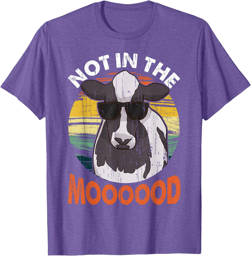 Funny Cow Gifts Not In The Mood Funny Cow Animal Pun T-Shirt - Purple Heather