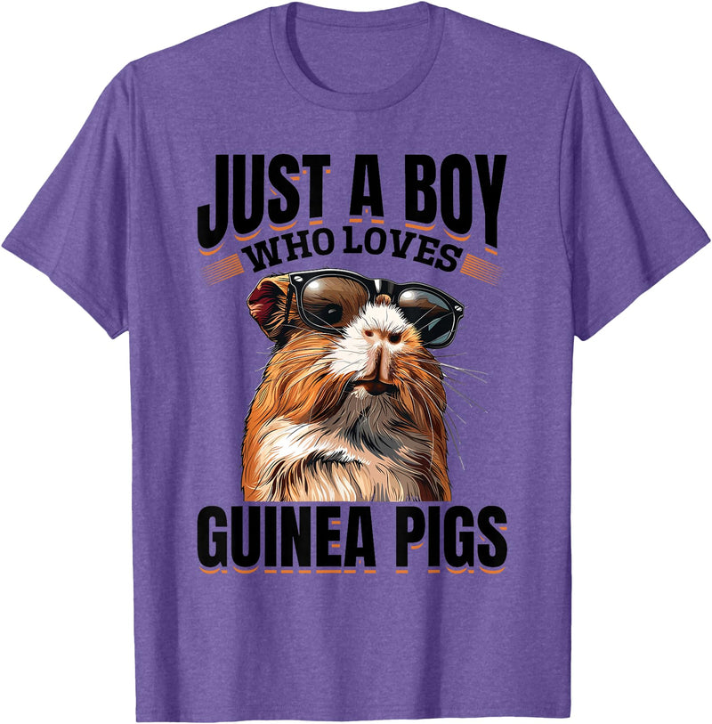 Funny Guinea Pig Pet Lover Rodent Lover Graphics Funny Guinea Pig Pet Lover Rodent Animal Just a Boy Who T-Shirt - Purple Heather