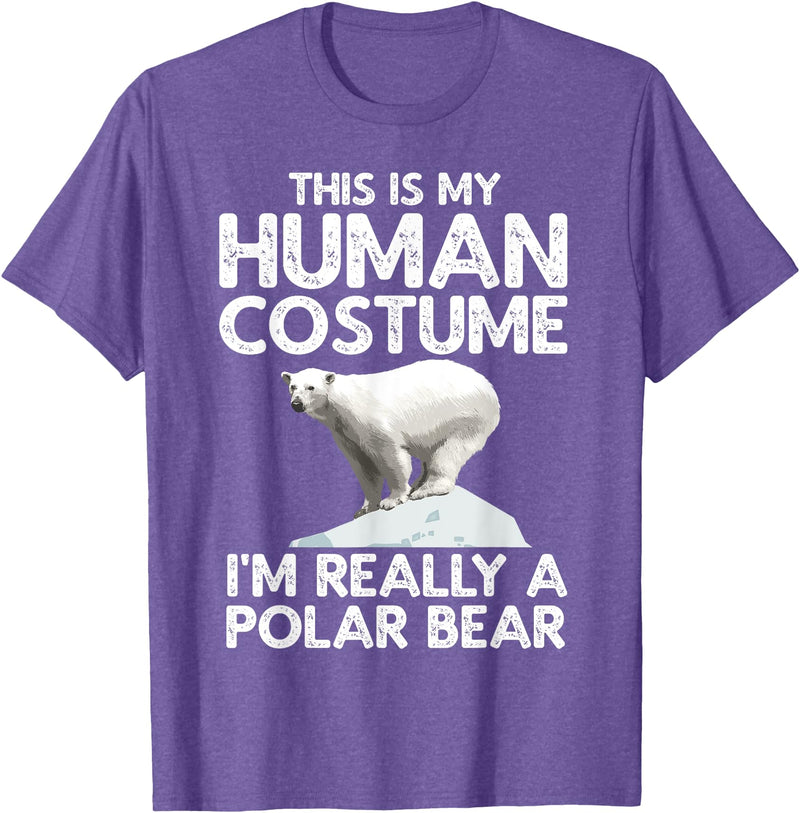 Polar Bear Gift Polar Bear Accessories & Stuff Cool Polar Bear for Men Women Human Costume Animal Halloween T-Shirt - Purple Heather