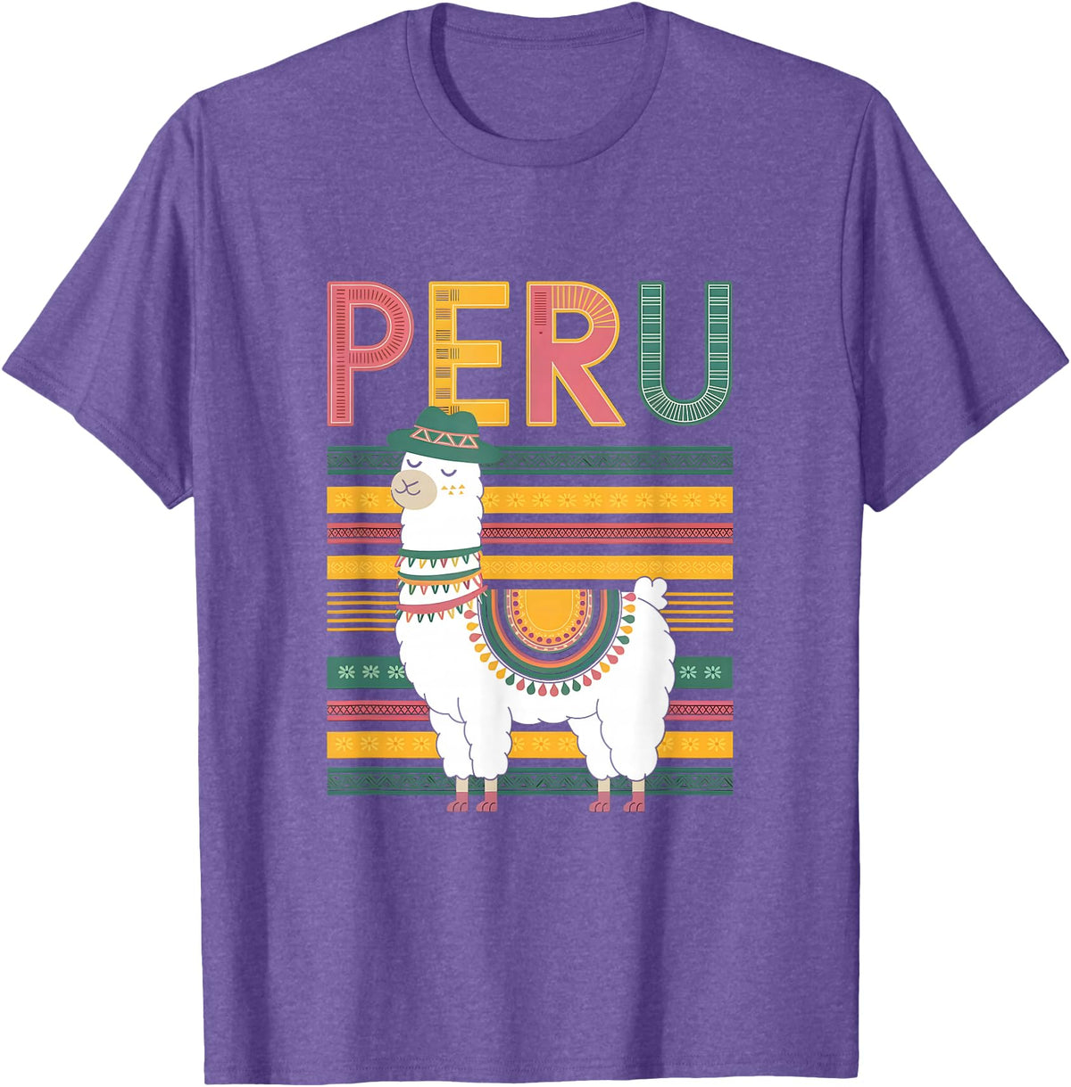 Shirt-o-Topia Cute Peruvian Llama from Peru - Fun Peru Design T-Shirt - Purple Heather