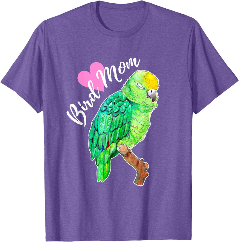 Parrot and Pet Bird Owners Amazon Parrot Lover Bird Mom Watercolor T-Shirt - Purple Heather