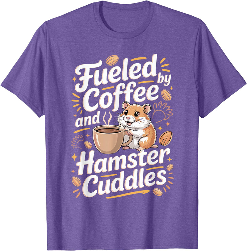 Fueled By Coffee and Hamster Cuddles Hamsters T-Shirt - Purple Heather