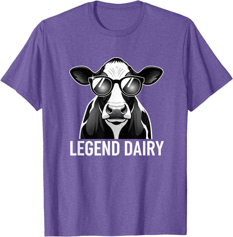 Farmstead Legends Legend Dairy, Cool Cow with Sunglasses T-Shirt - Purple Heather