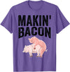 Cute Smoked Pork Lover Adult Humor Joke Designs Funny Making Bacon Gift For Men Women Cool Pig Bacon Joke T-Shirt - Purple Heather
