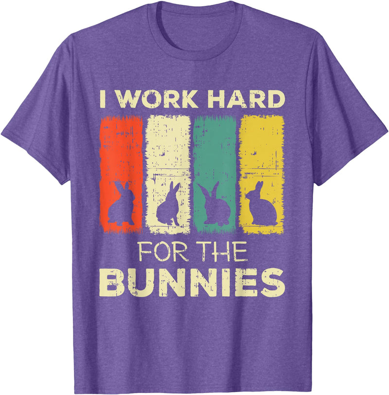 I Work Hard for the Bunnies Bunny T-Shirt in Purple Heather
