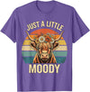 Just A Little Moody Funny Cow Tee Highland Cow Vintage Flower Funny Farm Farmer T-Shirt - Purple Heather
