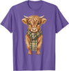 Farmer Cute Women Highland Cow Shirts Cozy Fall Autumn Highland Cow T-Shirt - Purple Heather