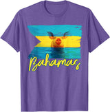 Swimming Pig Bahamas Beach Trips Bahamas Swimming Pig Flag Beach Caribbean Summer Vacation T-Shirt - Purple Heather