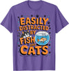 Easily distracted by Apparel Easily Distracted by Fish and Cats T-Shirt - Purple Heather