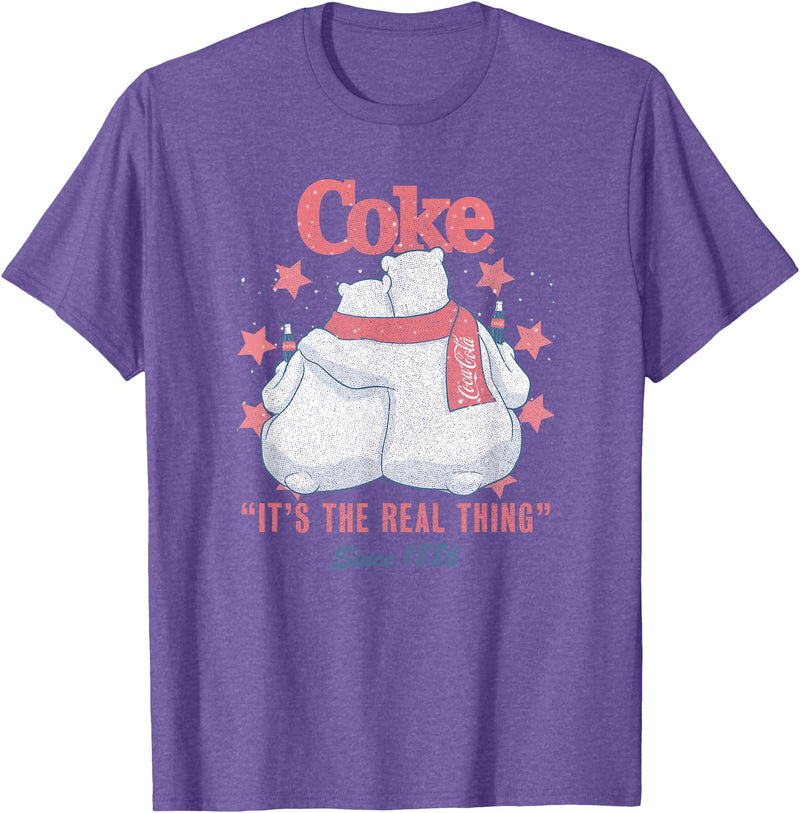 Coca-Cola Fourth of July Polar Bears Real Thing T-Shirt - Purple Heather