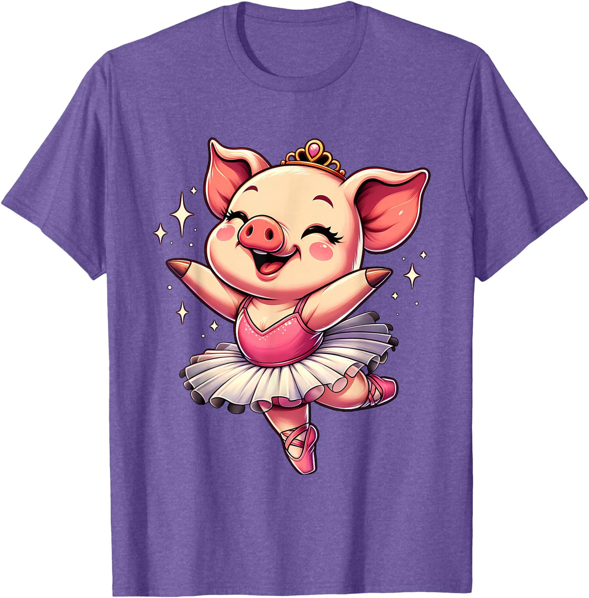 Pig Ballet Dancer Ballerina Pig Dancing T-Shirt - Purple Heather