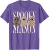 Spooky Season Ghost Halloween Shirt Spooky Season Leopard Camo Checkered Ghost Halloween Fall T-Shirt - Purple Heather