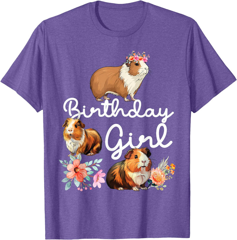 Cute Guinea Pig Lover HS0 Guinea Pig Birthday Girl T-Shirt - Purple Heather