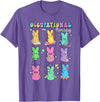 Men Women Rabbit T-Shirt (Black) in Purple Heather