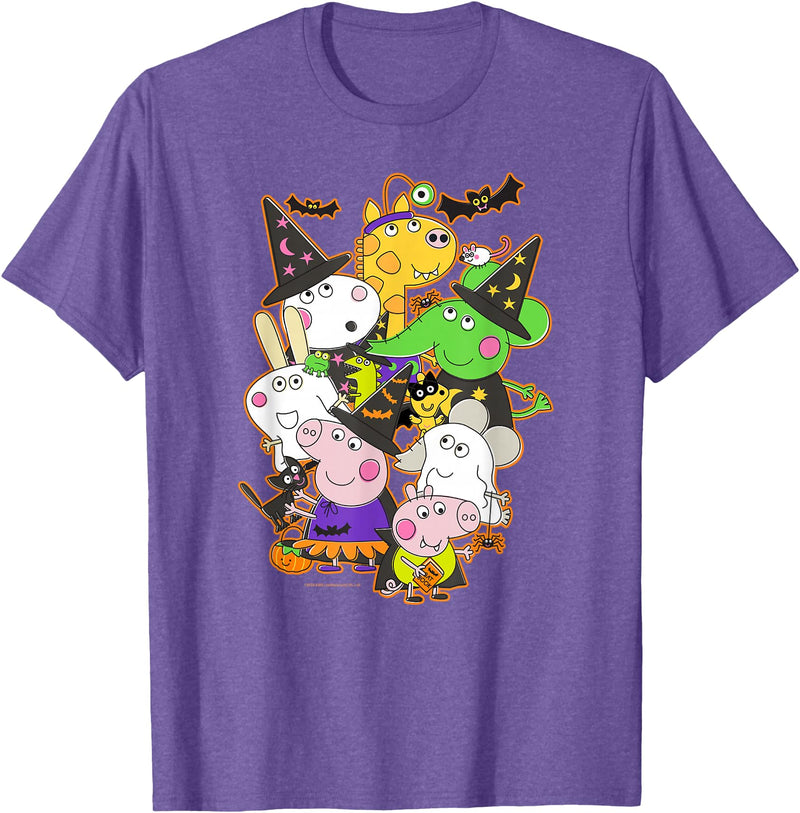 Peppa Pig Halloween Happy Costumes Group Shot T-Shirt - Purple Heather
