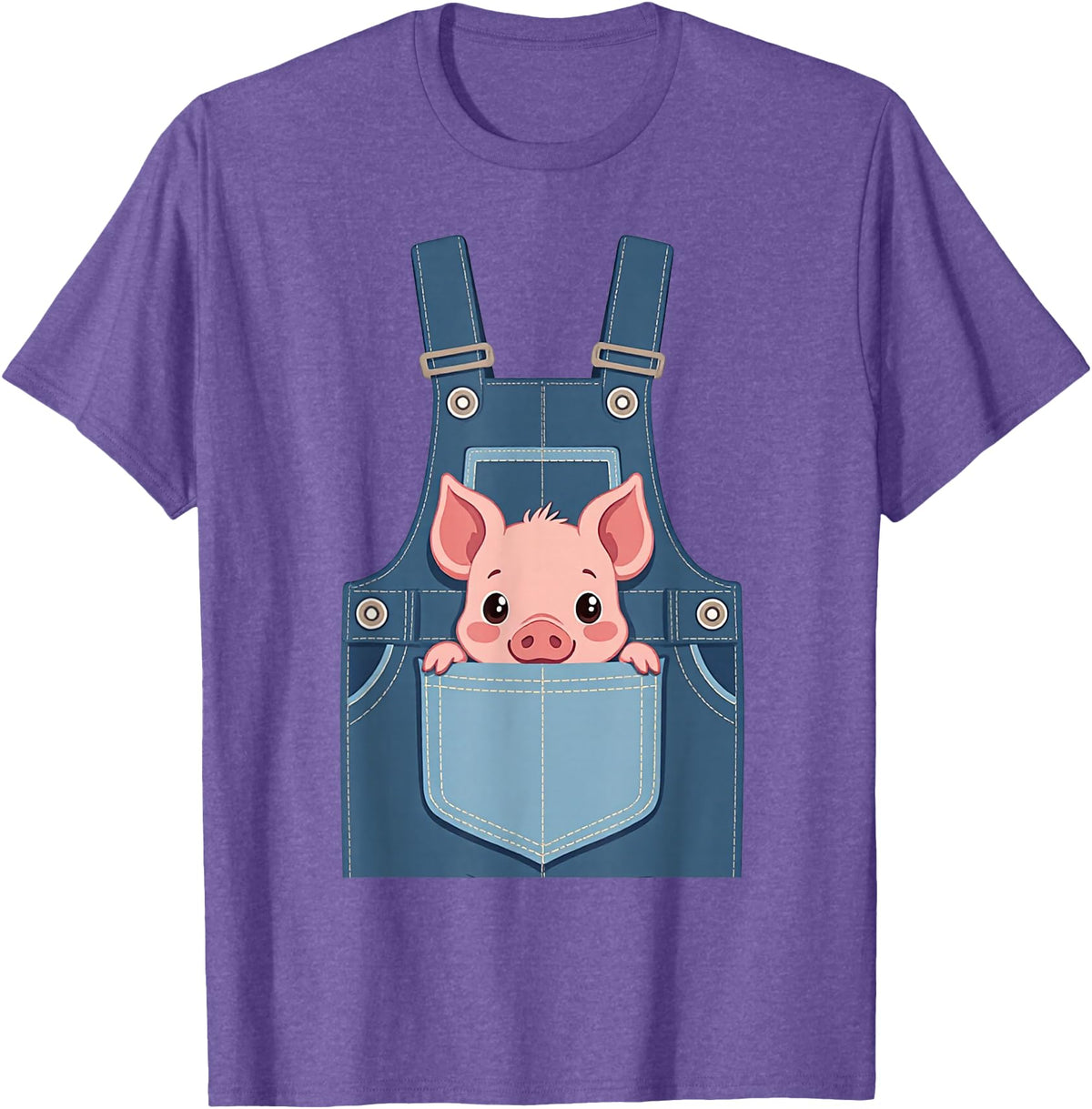 Pig Farm Animal Costumes Pig Costume - Funny Farmer, Pocket, Farm, Women, Men, Kids T-Shirt - Purple Heather
