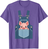 Pig Farm Animal Costumes Pig Costume - Funny Farmer, Pocket, Farm, Women, Men, Kids T-Shirt - Purple Heather