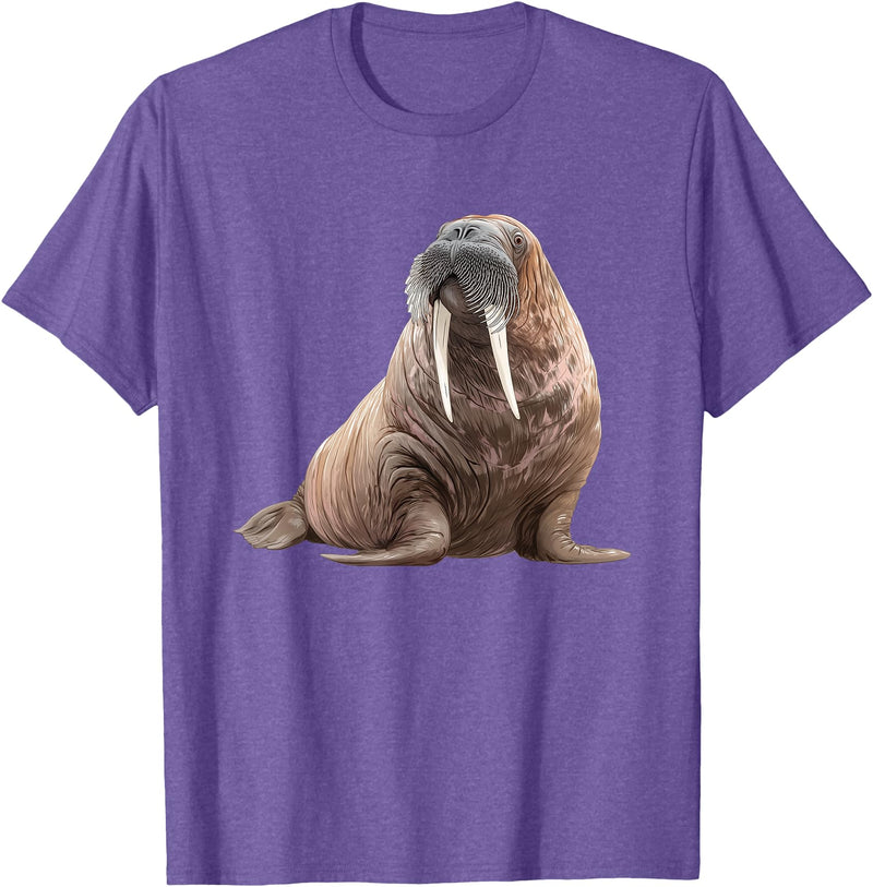 Walrus Designs. Walrus Seal Sea Lion Graphic T-Shirt - Purple Heather