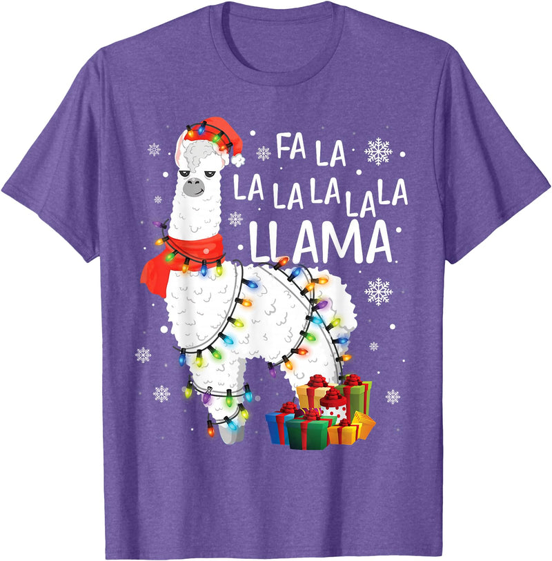 Funny Fa La La Llama Christmas Shirt FA La La Llama Christmas Funny Lllama Lover Xmas Pajamas T-Shirt - Purple Heather