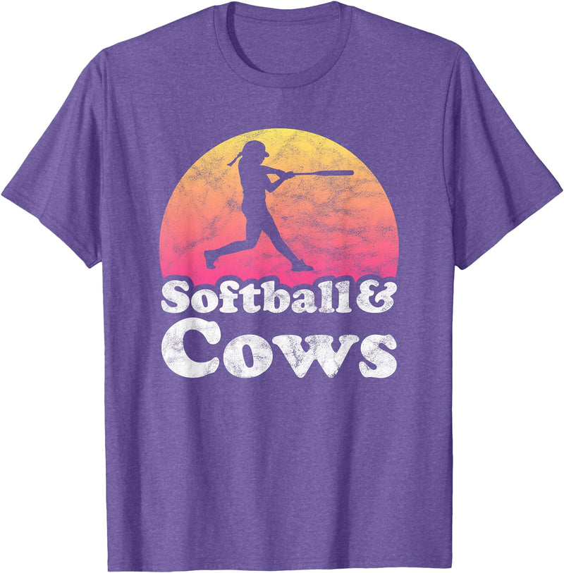 Softball and Cows Apparel Co Softball and Cows Women or Girls Cow T-Shirt - Purple Heather