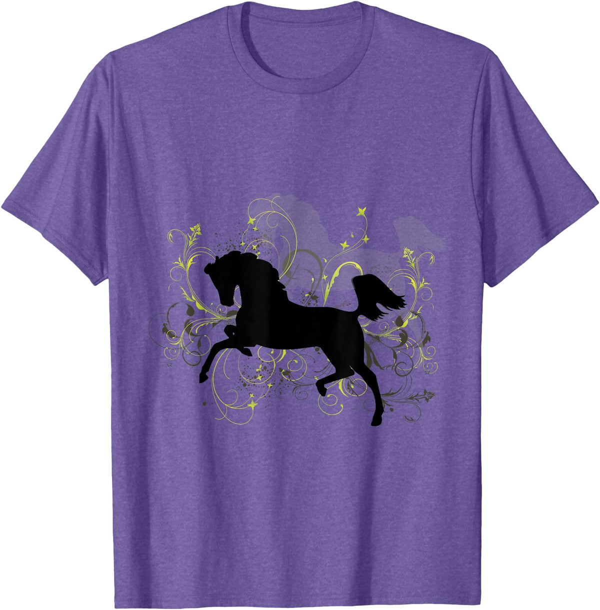 NickerStickers Leaping Arabian Horse with Pretty Flourish T-Shirt - Purple Heather