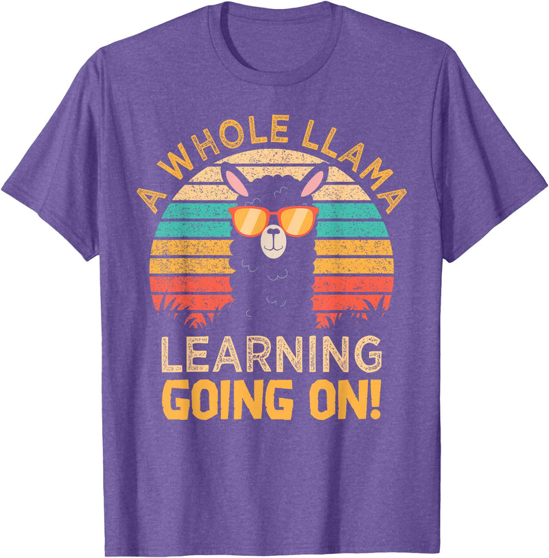 Students & Teachers Designs. A Whole Llama Learning Going on! Students and Teachers T-Shirt - Purple Heather