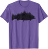 Salmon Fishing Apparel Co. King Salmon Forest Silhouette Pacific Northwest Chinook T-Shirt - Purple Heather