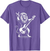 Funny Guitar Lion Lovers Costume for Guitarist Rock n Roll Lion Playing Guitar Funny Men Women Lion T-Shirt - Purple Heather
