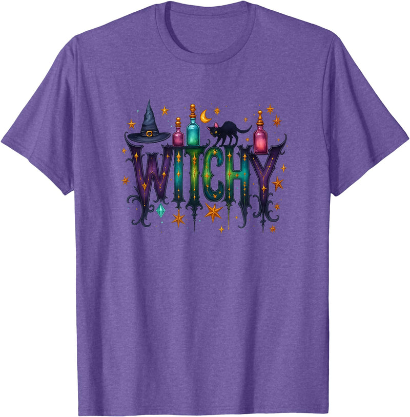 Whimsical Witchy Halloween Witchy Vibes T-Shirt - Purple Heather