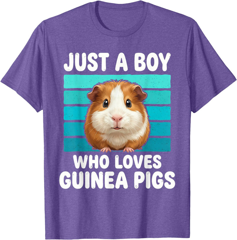Cute Guinea Pig Stuff Accessories & Gifts Just a Boy Who Loves Guinea Pig Funny Guinea Pig Kids Boys T-Shirt - Purple Heather