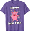 Funny New Year Outfit & New Year Gift Happy New Year Piggy Pig New Year Eve T-Shirt - Purple Heather