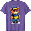 Ukrainian Teddy Bear Breakdance Rapper Ukrainian Flag Teddy Bear Ukraine Hip Hop T-Shirt - Purple Heather
