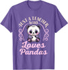 Cute Teacher Panda Bear Animal Lover Gifts Just a Teacher Who Loves Pandas Panda Lover Back to School T-Shirt - Purple Heather