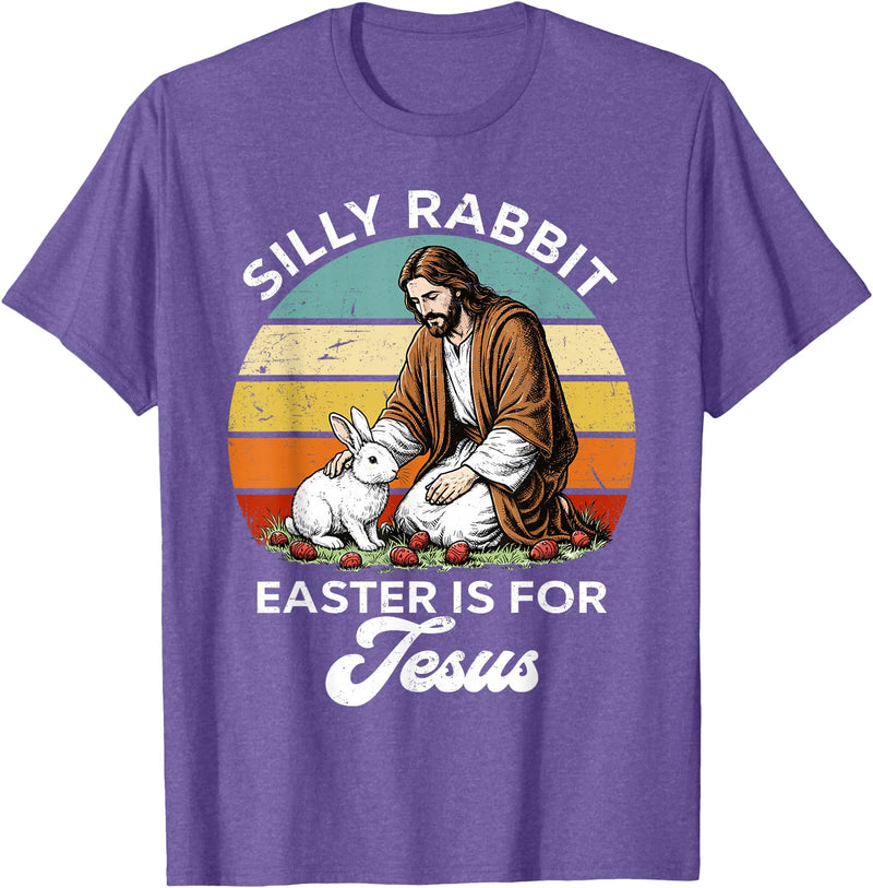 Silly Rabbit Easter Is for Jesus Easter Day Christian Bunny T-Shirt in Purple Heather