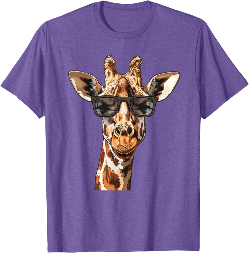 Ägiraffe. Giraffe Sunglasses T-Shirt - Purple Heather
