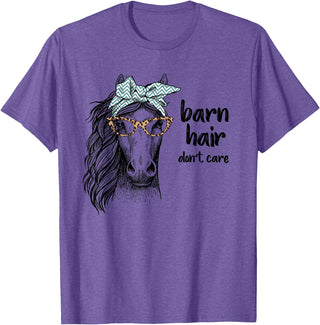 Girl Horse Shirts by Southerngal Cute Horse Love Girl Shirt Barn Hair Don't Care Cowgirl Gift T-Shirt - Purple Heather