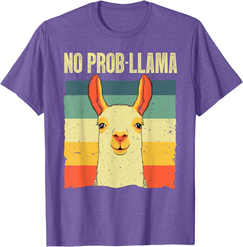 Funny Llama Gift Llama Lover Accessories & Stuff Cool Llama for Men Women No Prob Llama Alpaca Farming Animal T-Shirt - Purple Heather