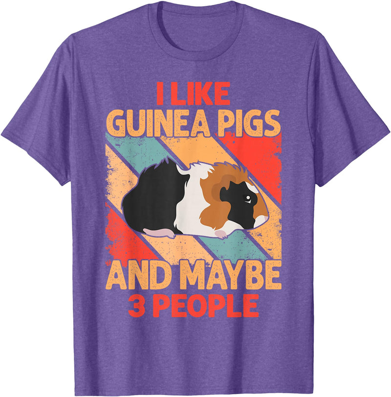 Funny Guinea Pig Gifts For Women Men Kids by DMTRY I Like Guinea Pigs And Maybe 3 People T-Shirt - Purple Heather