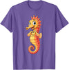 Seahorse Designer Designs Seahorse with Heart | Cute Seahorse Heart Symbol T-Shirt - Purple Heather