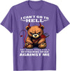 Funny Bear Shirt I Can't Go to Hell The Devil Still Has A Restraining Order T-Shirt - Purple Heather