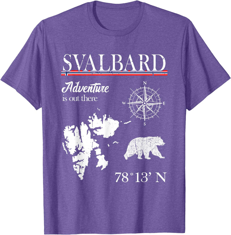 Spitsbergen Norway Scandinavia Travel Nordic Bear Svalbard - Adventure Is Out There - Norway Norwegian Flag T-Shirt - Purple Heather