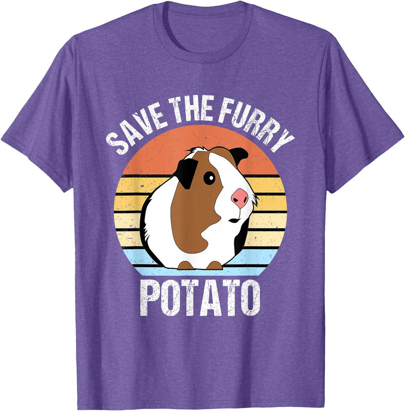 Vintage Guinea Pig Shirts and Gifts Save The Furry Potato Funny Guinea Pig T-Shirt - Purple Heather