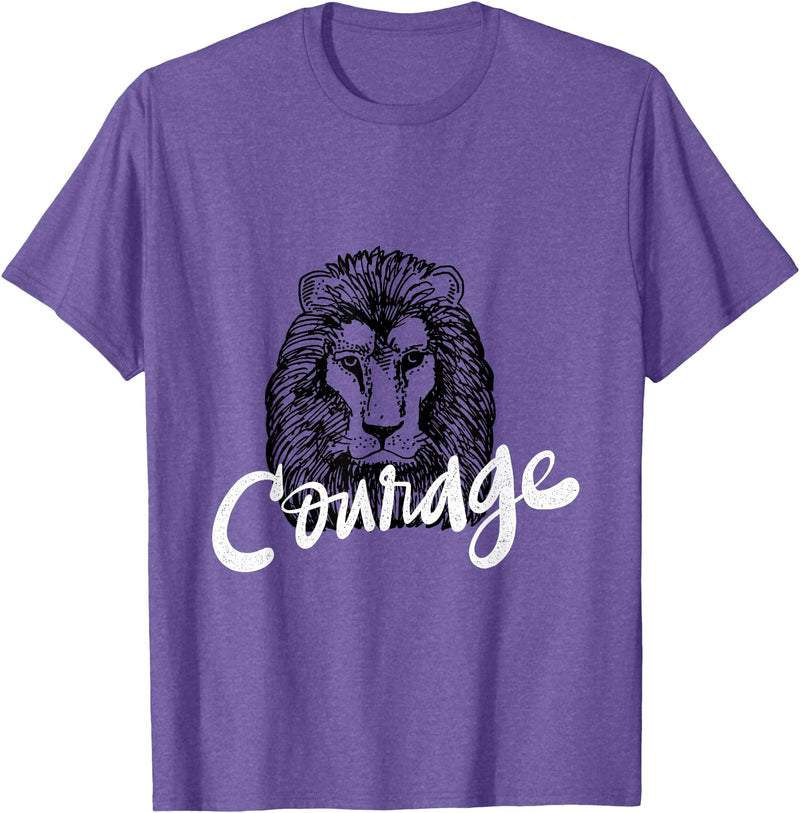 Totality Lion Head Courage T-Shirt T-Shirt - Purple Heather