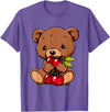 Cute Cherry Animals Cherry Bear Cute Bear Nature Cherry Fruit Artwork Wildlife T-Shirt - Purple Heather