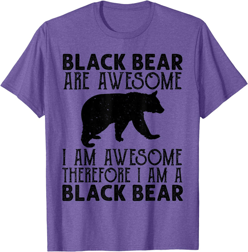 Cool American Black Bear Lovers gifts costume Black Bear Tee Funny American Bear Lover Animal T-Shirt - Purple Heather
