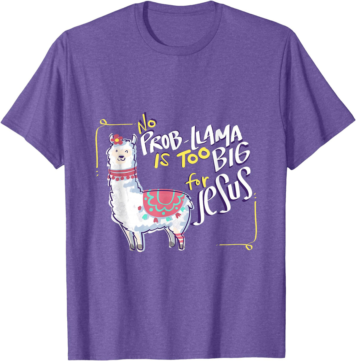 Christian and Jesus apparel - no probllama Design No Prob Llama is Too Big for Jesus Gift Idea T-Shirt - Purple Heather