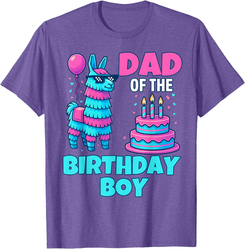 gaming gamer Birthday Llama Pinata Family Apparel dad of Birthday Boy Llama Pinata Party Family mathing Men T-Shirt - Purple Heather