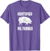 Pig Gifts for Men Women Boys Girls Toddlers by RJ - Unisex Adults Black Cotton 65% Polyester 35% Modern Animal Print Crew Neck Short Sleeve T-Shirt - Small - Office, Work - Casual - 1 Count - Purple Heather